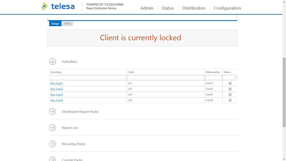 RMS - Report Distributions Conig