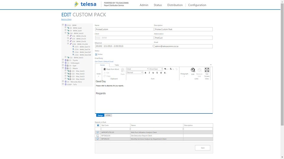RMS - Automation Reporting Config